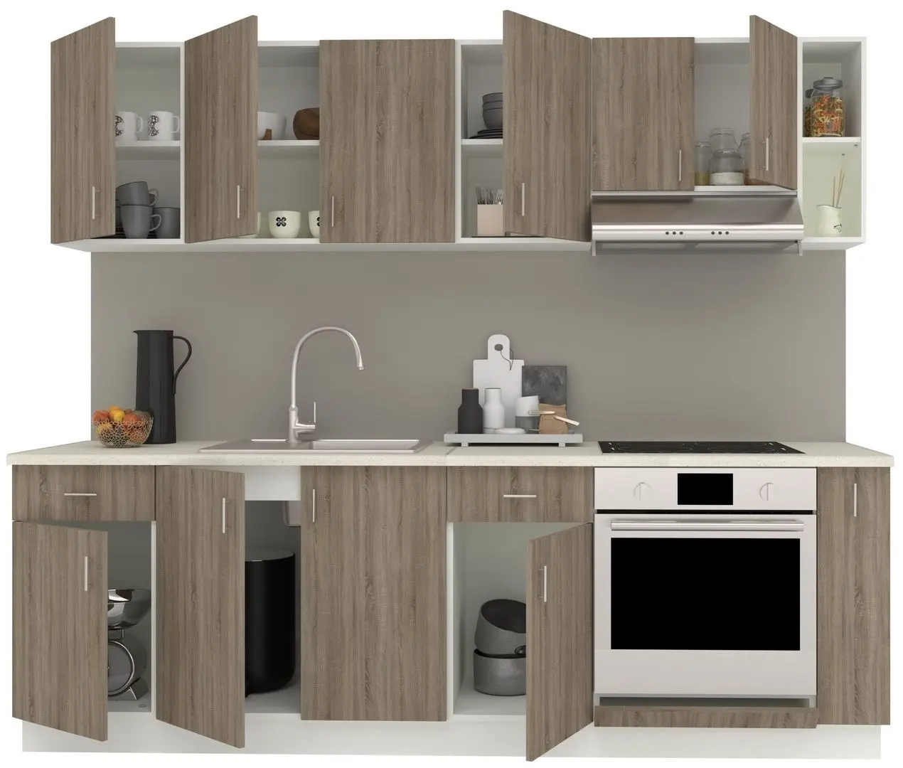 Bucatarie Haaus Karo V17 2.4m (Dark Sonoma Oak/White)