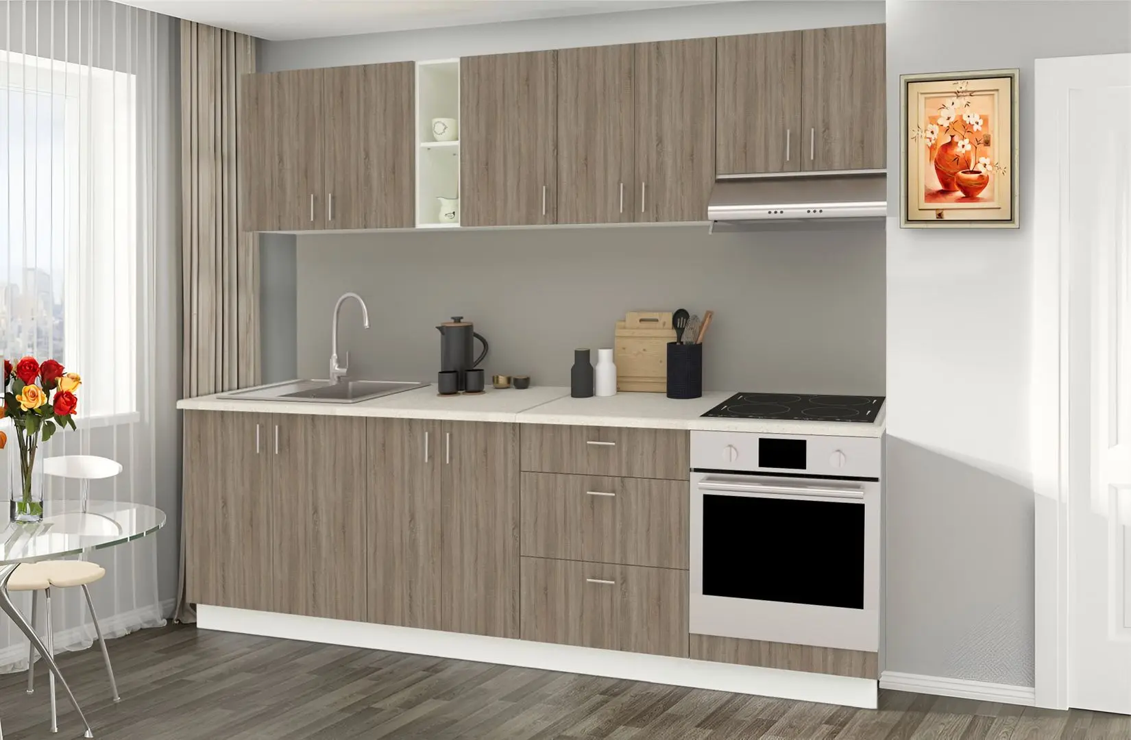 Кухня Haaus Karo V18 2.6м (Dark Sonoma Oak/White)