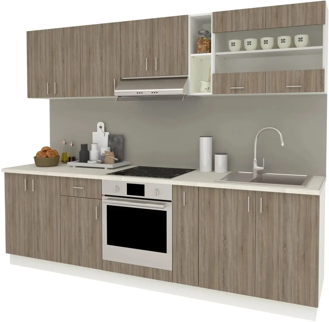 Bucatarie Haaus Karo V19 2.6m (Dark Sonoma Oak/White)