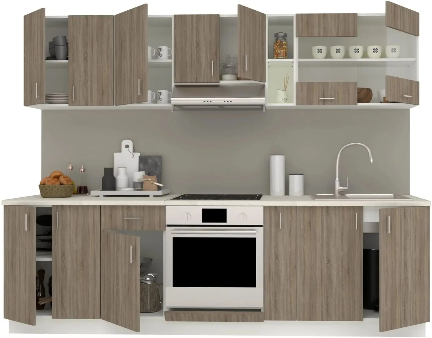 Bucatarie Haaus Karo V19 2.6m (Dark Sonoma Oak/White)