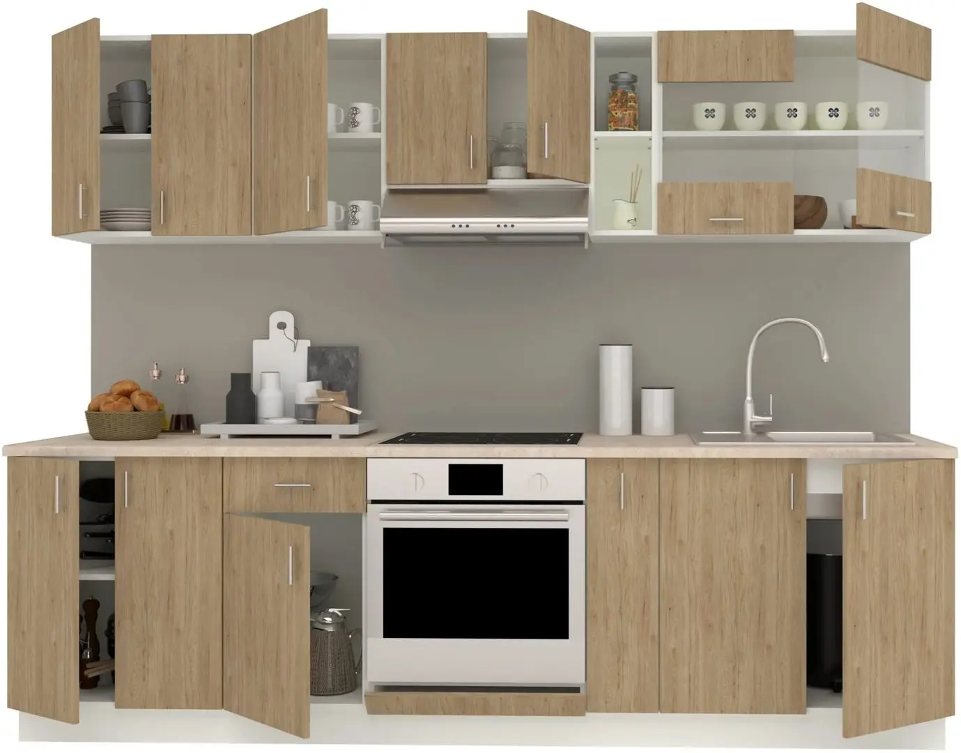 Кухня Haaus Karo V19 2.6м (Natural Wood/White)