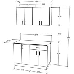 Bucatarie Haaus Karo V2 1.2m (Dark Sonoma Oak/White) Thumb