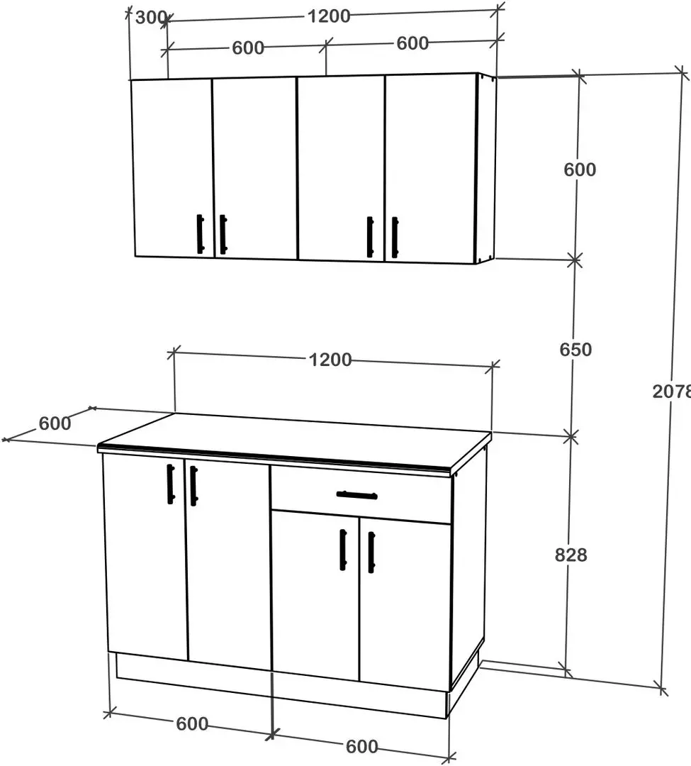 Bucatarie Haaus Karo V2 1.2m (Dark Sonoma Oak/White)