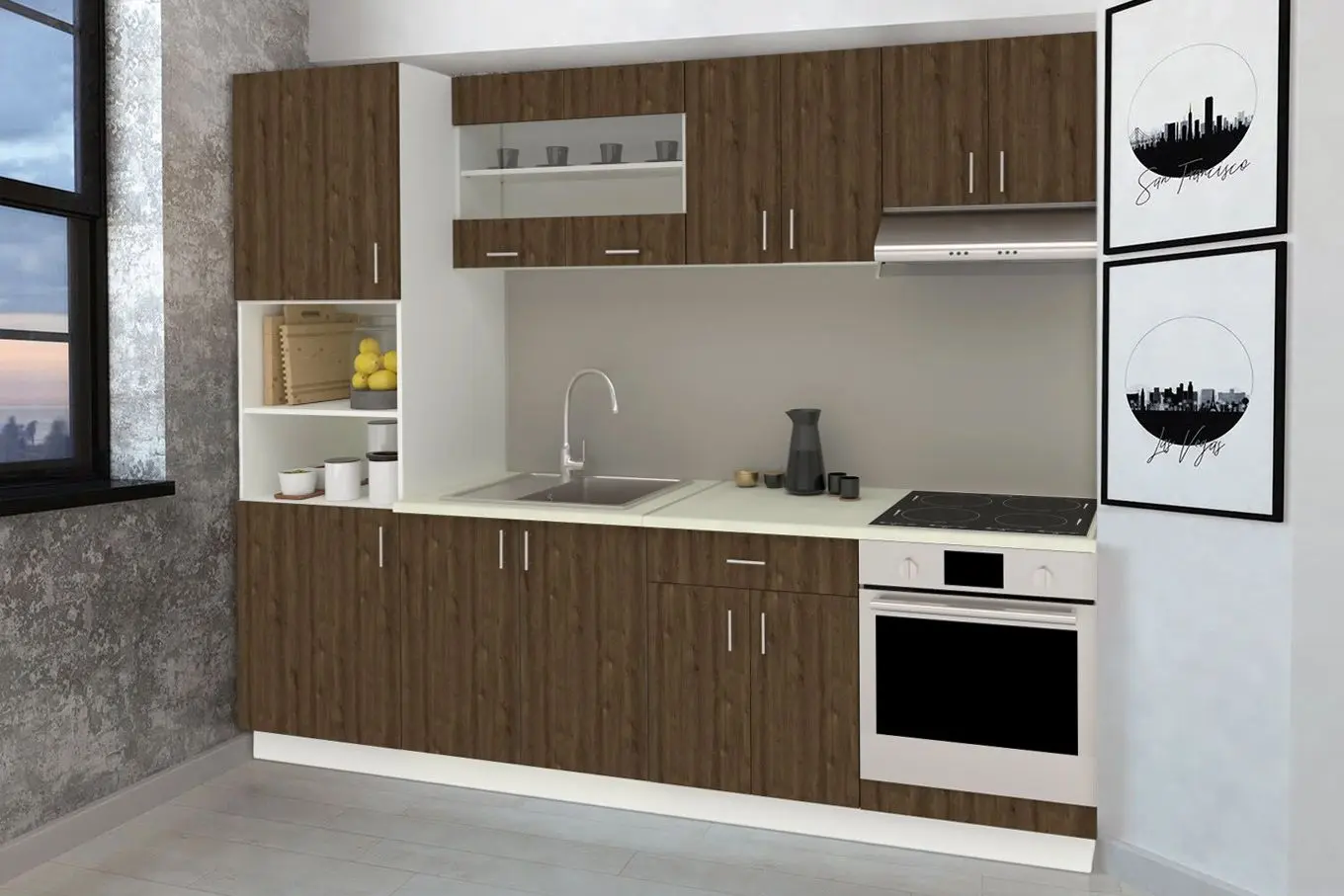 Bucatarie Haaus Karo V20 2.6m (Bronze Oak/White)