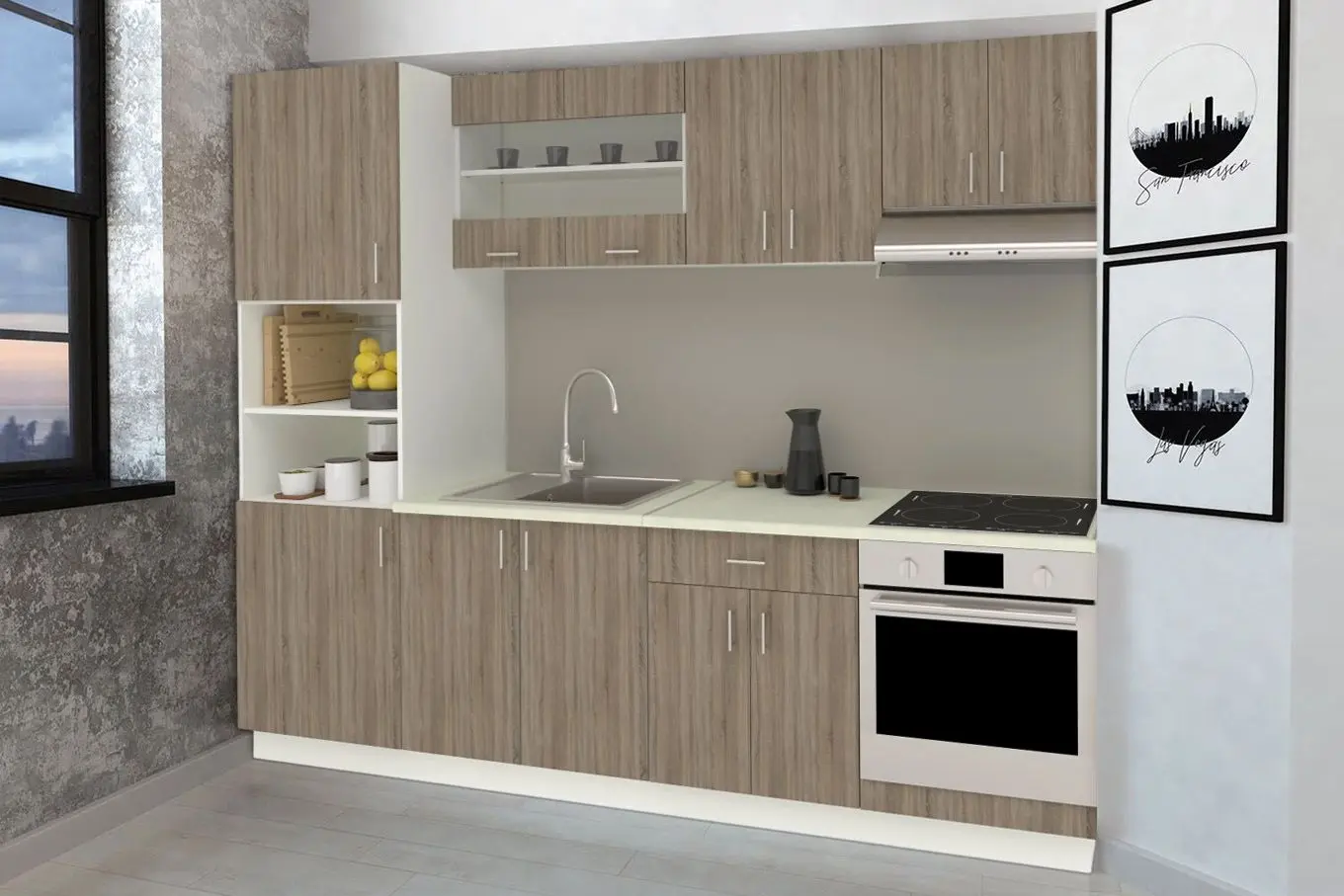 Bucatarie Haaus Karo V20 2.6m (Dark Sonoma Oak/White)