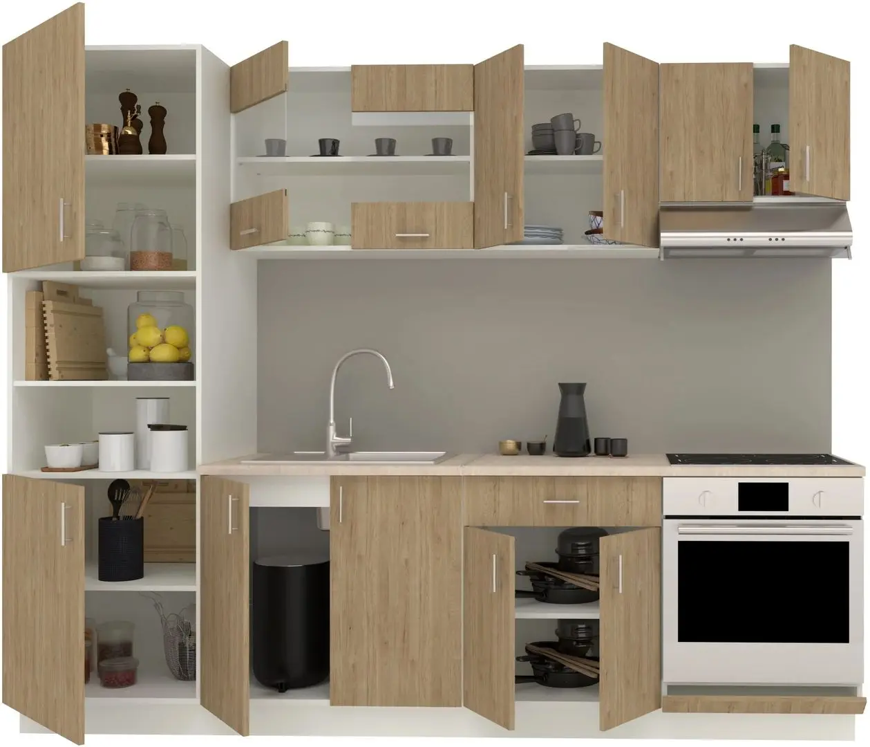 Кухня Haaus Karo V20 2.6м (Natural Wood/White)