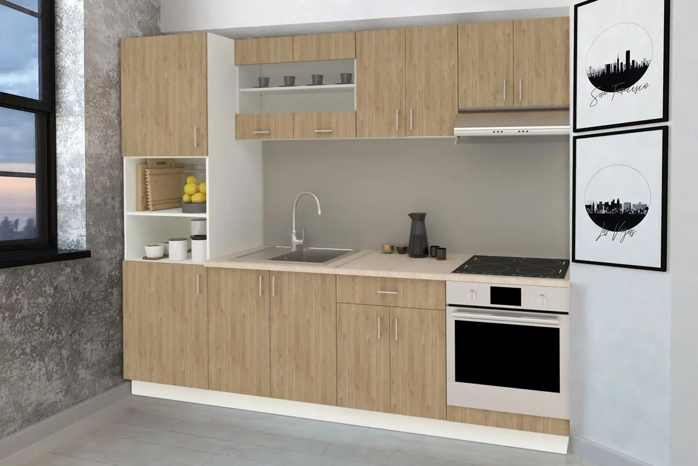 Кухня Haaus Karo V20 2.6м (Natural Wood/White)