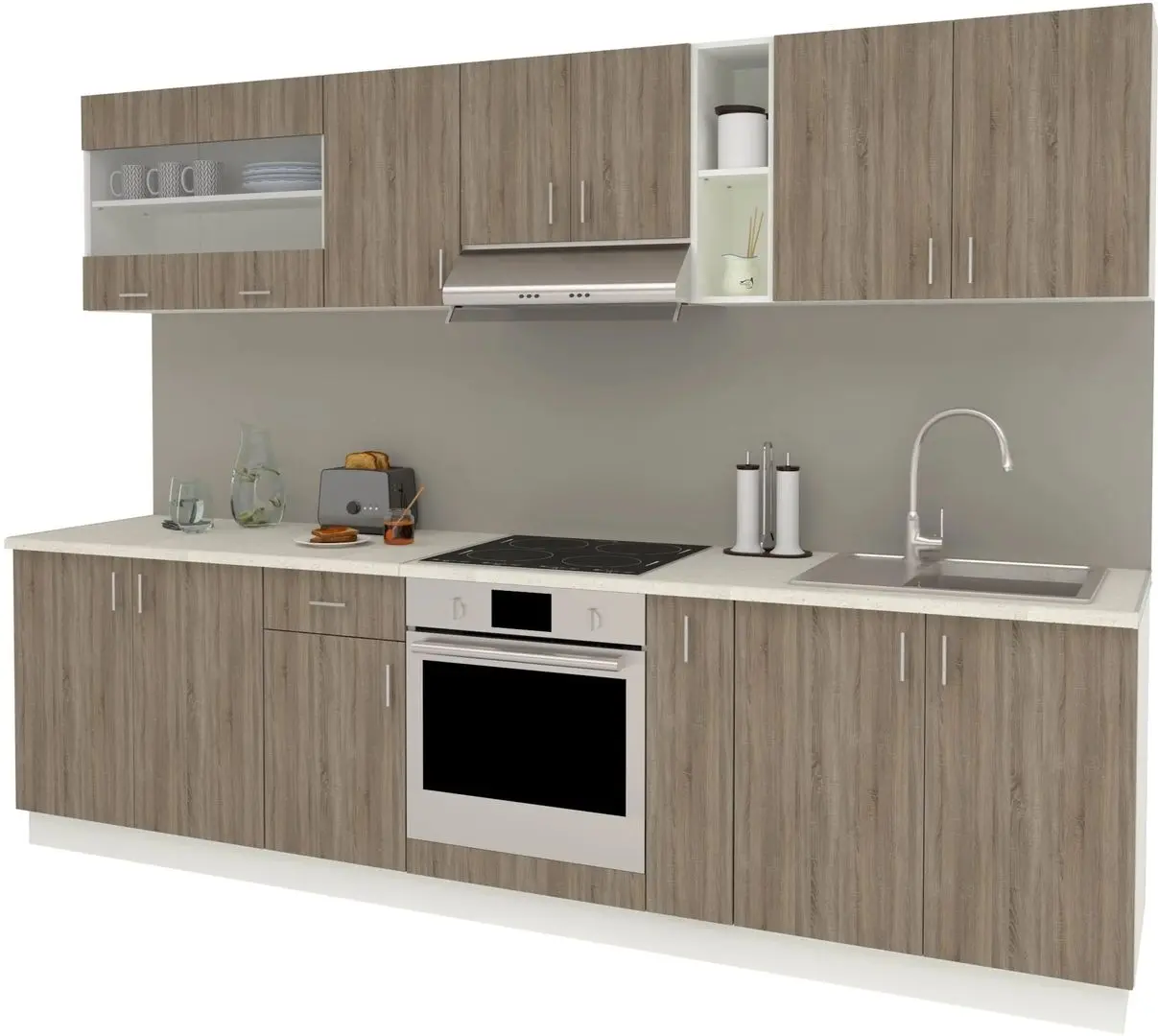 Bucatarie Haaus Karo V21 2.8m (Dark Sonoma Oak/White)