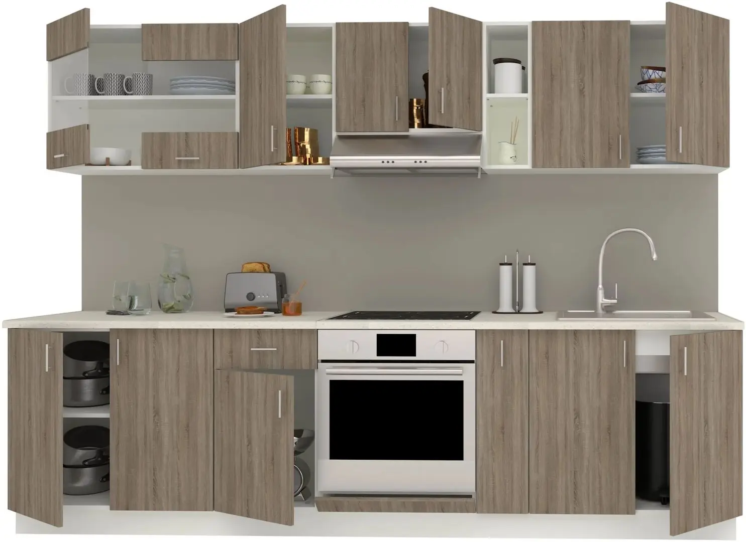 Bucatarie Haaus Karo V21 2.8m (Dark Sonoma Oak/White)