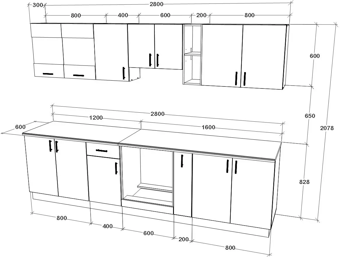 Bucatarie Haaus Karo V21 2.8m (Dark Sonoma Oak/White)