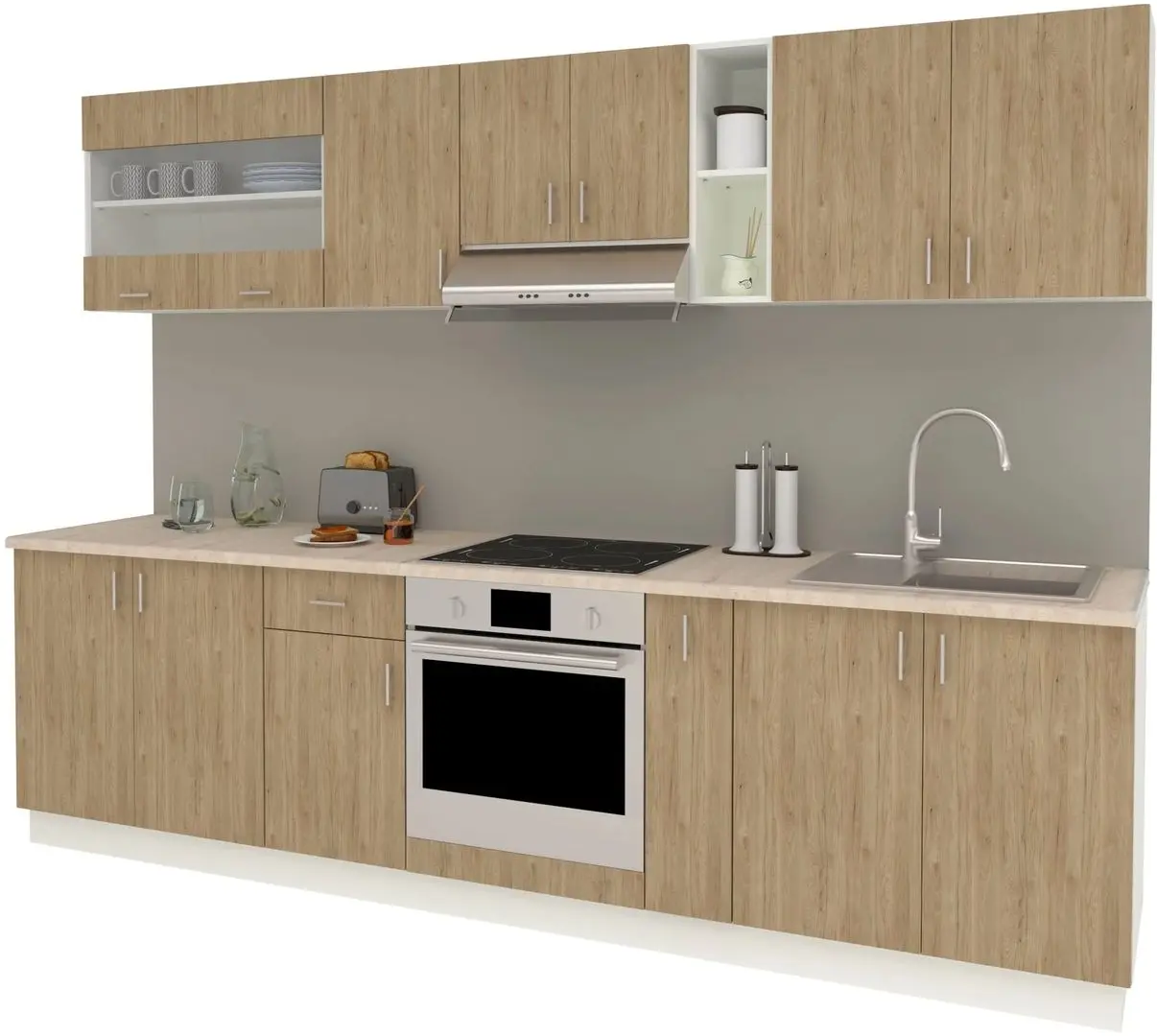 Bucatarie Haaus Karo V21 2.8m (Natural Wood/White)