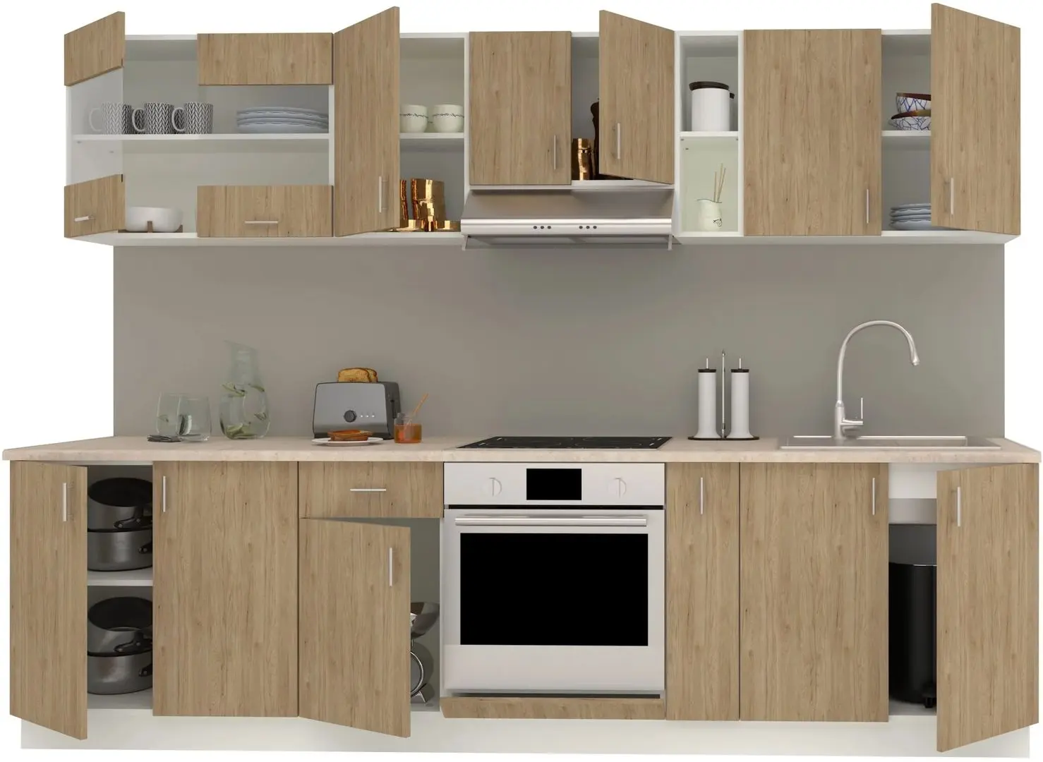 Bucatarie Haaus Karo V21 2.8m (Natural Wood/White)