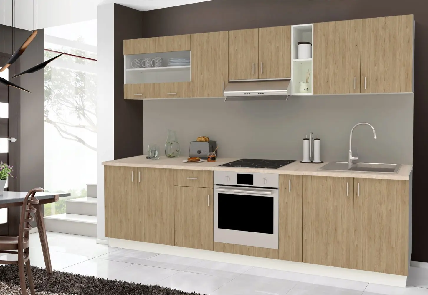 Bucatarie Haaus Karo V21 2.8m (Natural Wood/White)