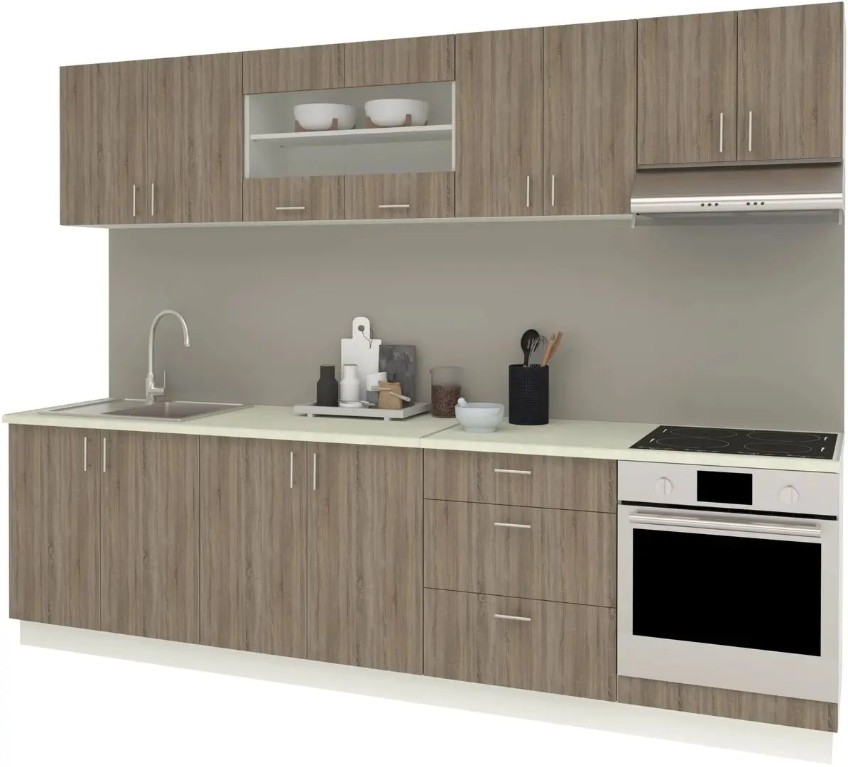 Bucatarie Haaus Karo V22 2.8m (Dark Sonoma Oak/White)