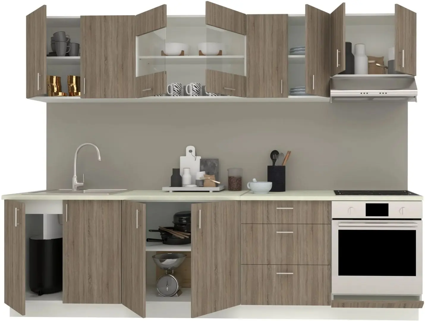 Bucatarie Haaus Karo V22 2.8m (Dark Sonoma Oak/White)