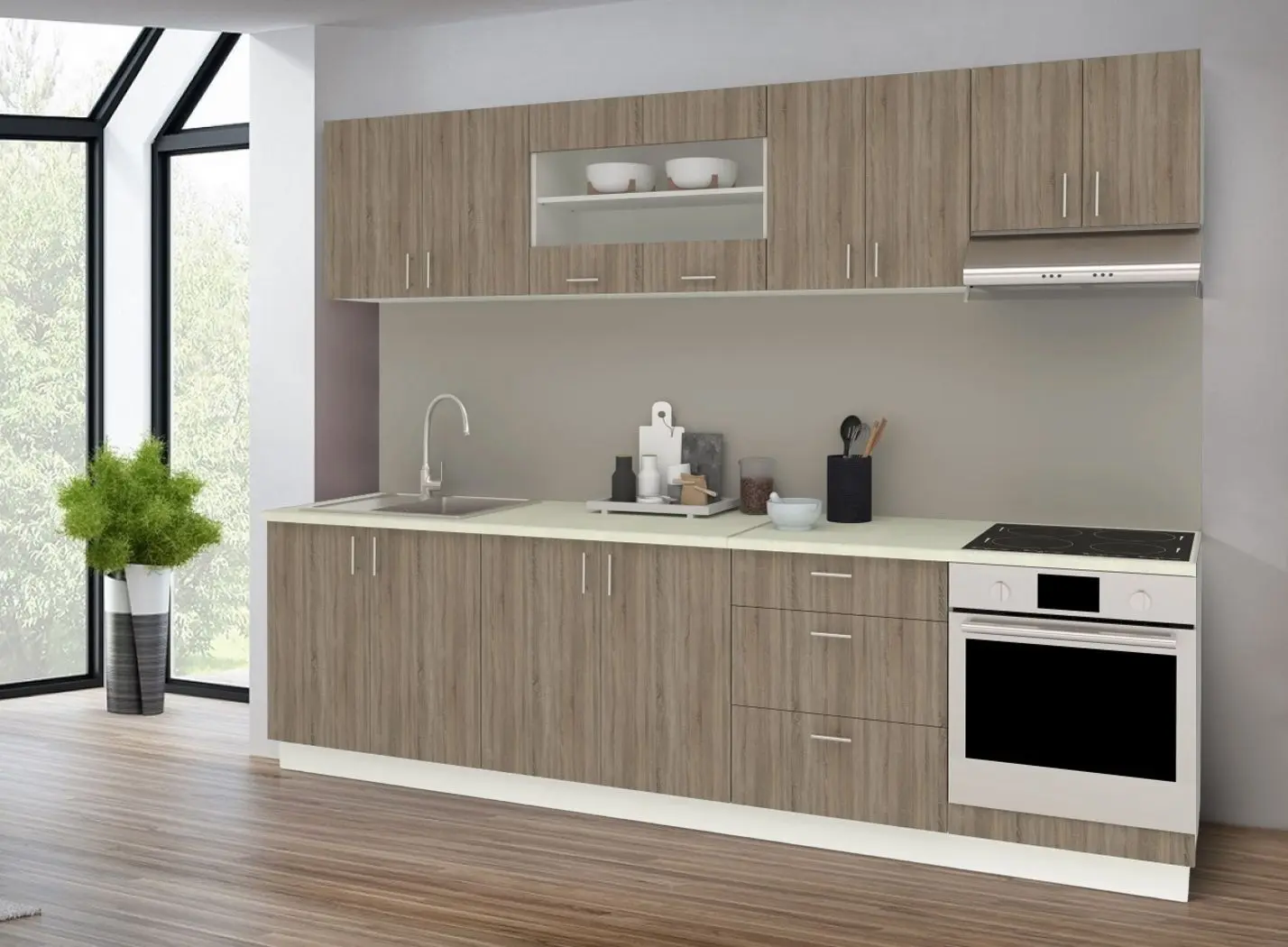 Bucatarie Haaus Karo V22 2.8m (Dark Sonoma Oak/White)