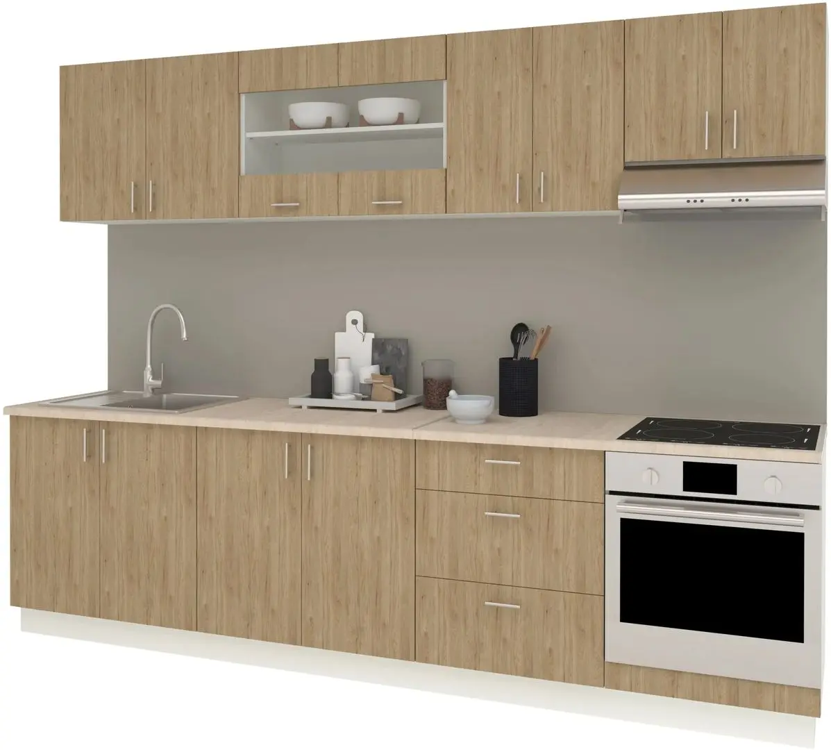 Кухня Haaus Karo V22 2.8м (Natural Wood/White)