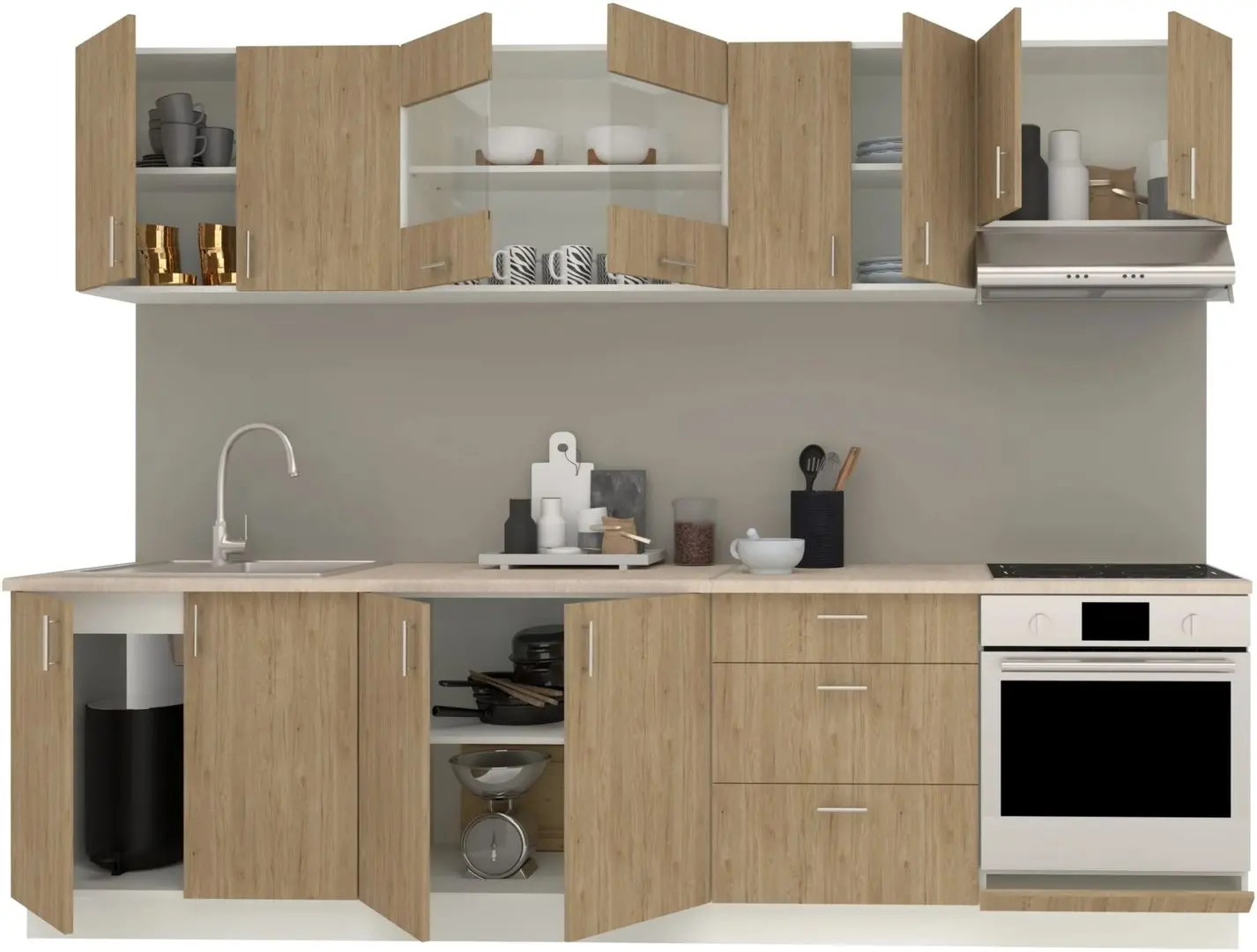 Кухня Haaus Karo V22 2.8м (Natural Wood/White)