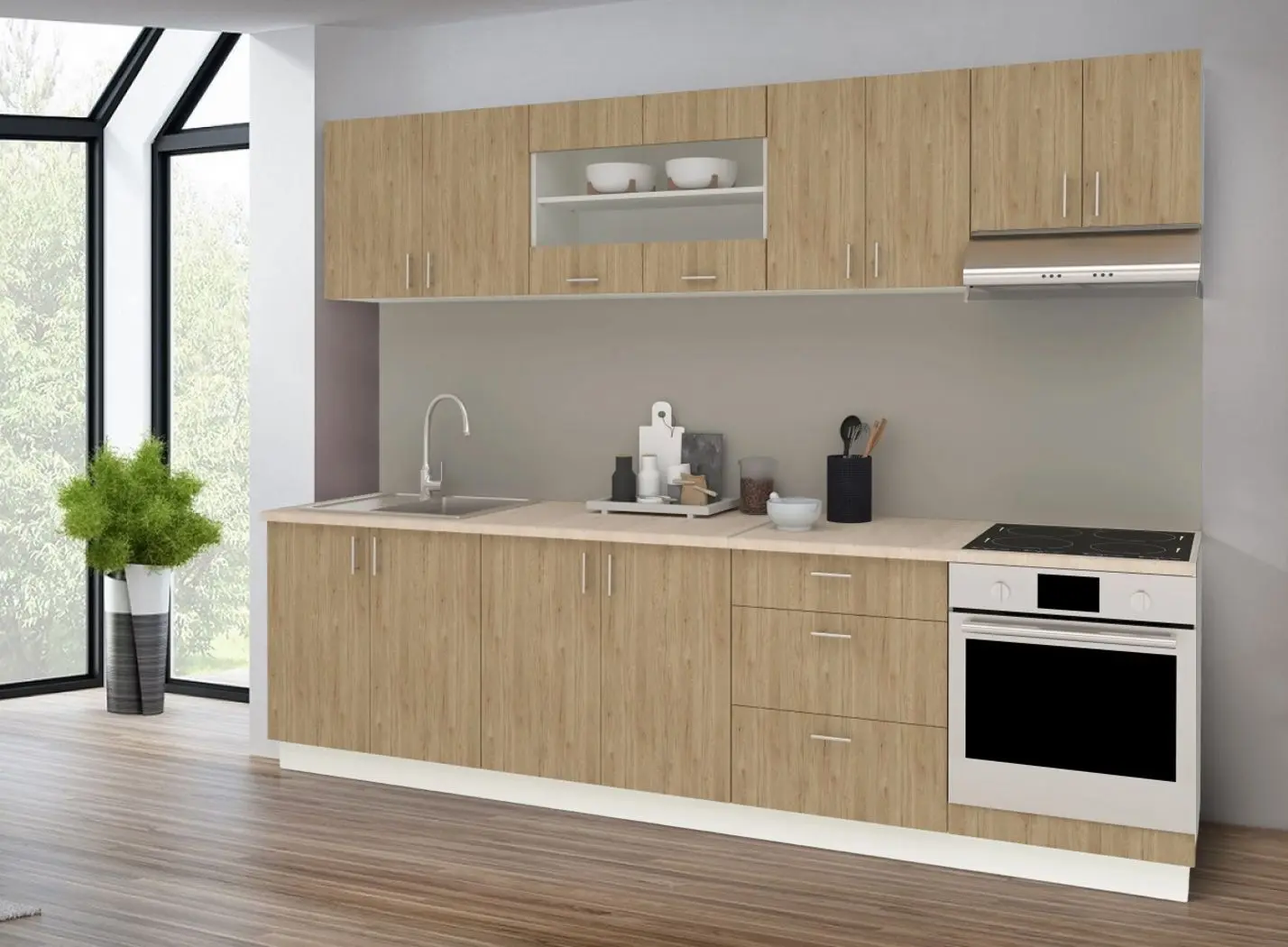 Кухня Haaus Karo V22 2.8м (Natural Wood/White)