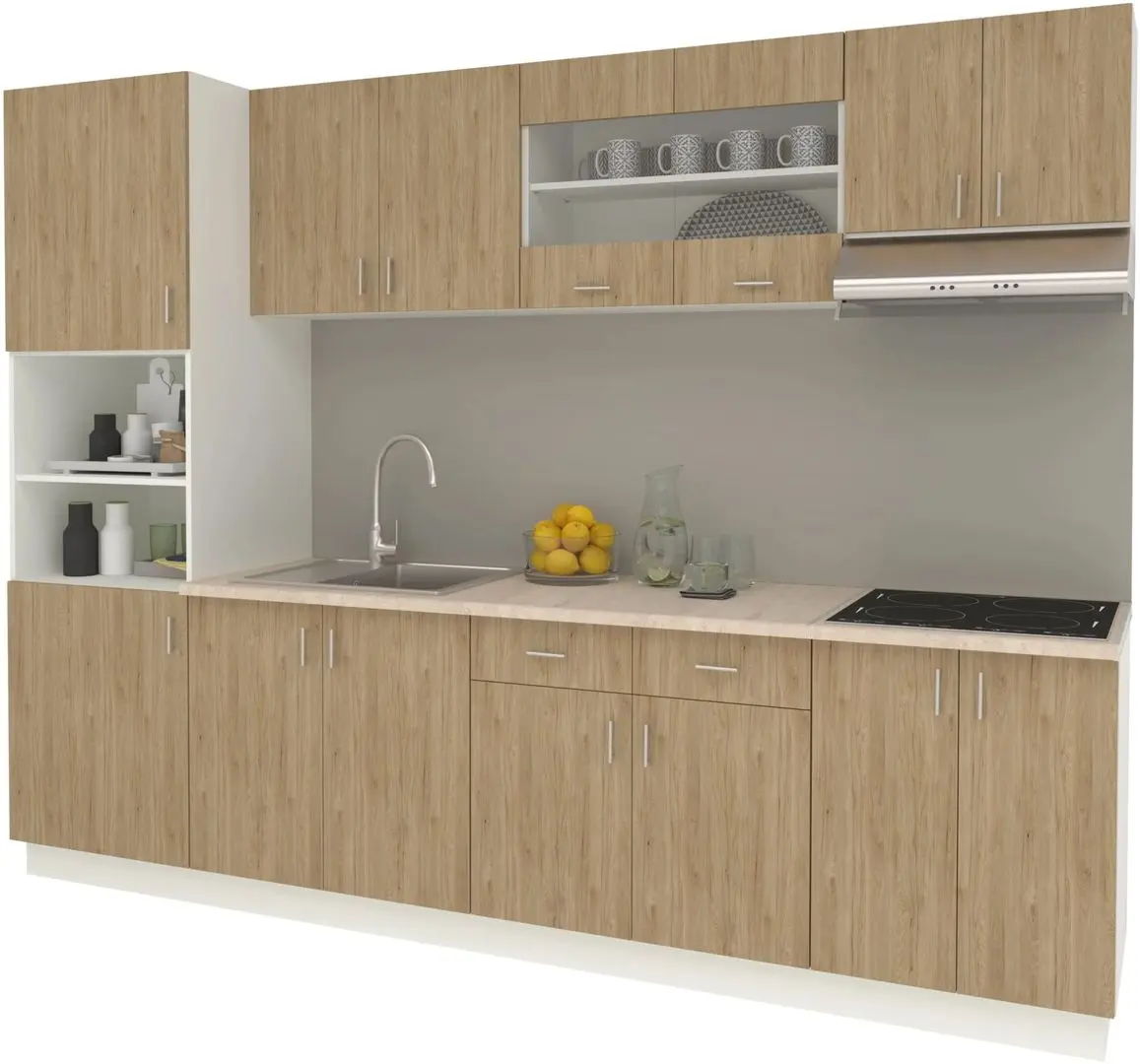 Bucatarie Haaus Karo V23 2.8m (Natural Wood/White) - 2