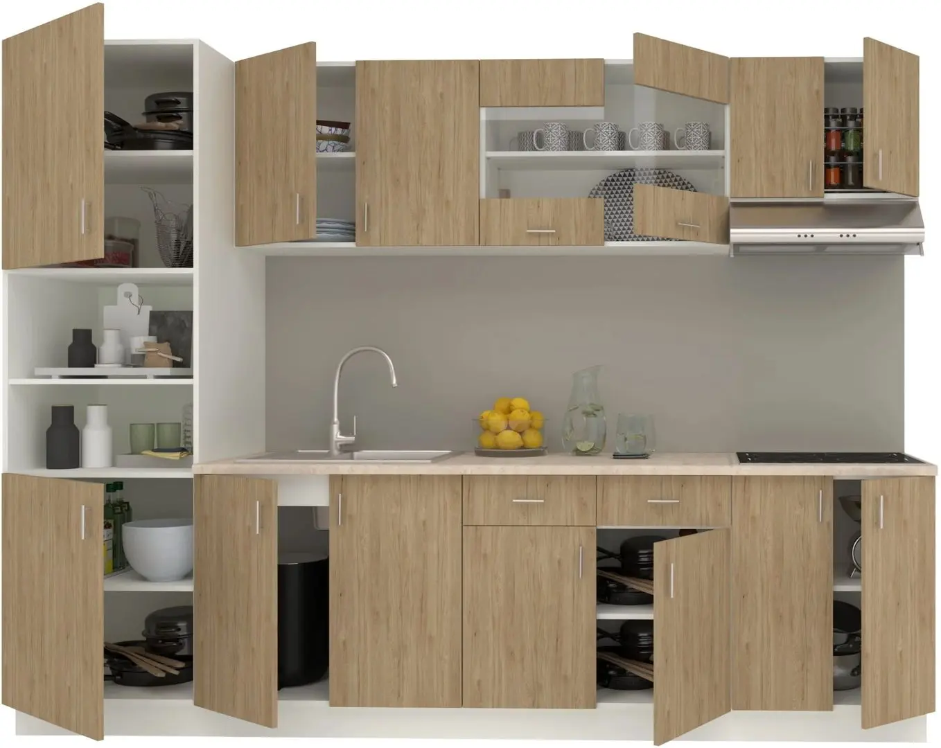Bucatarie Haaus Karo V23 2.8m (Natural Wood/White) - 3