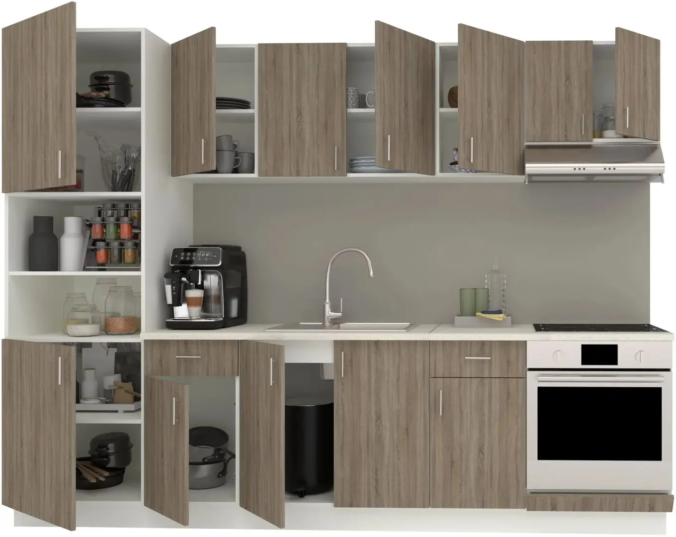 Bucatarie Haaus Karo V24 2.8m (Dark Sonoma Oak/White)