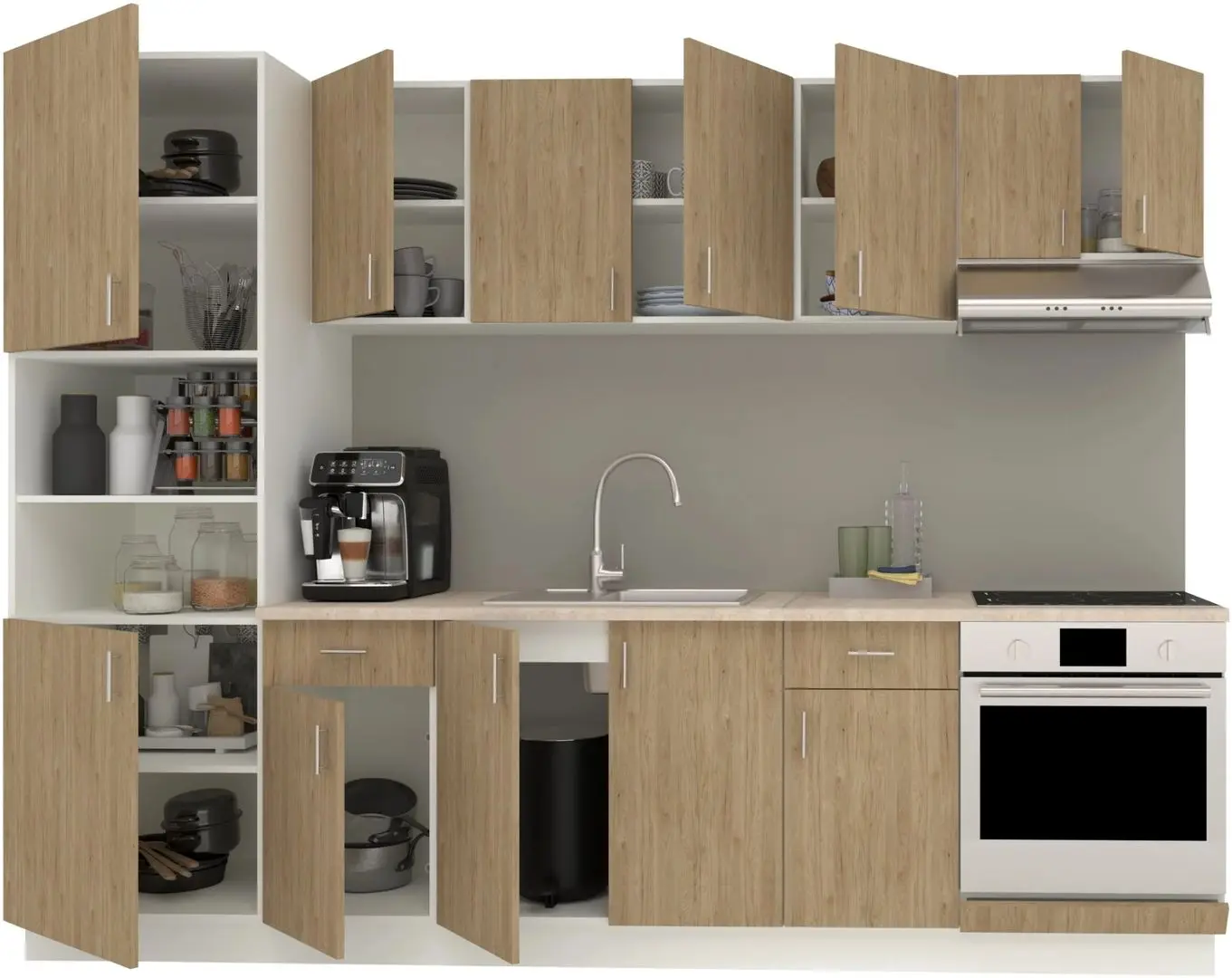 Bucatarie Haaus Karo V24 2.8m (Natural Wood/White)