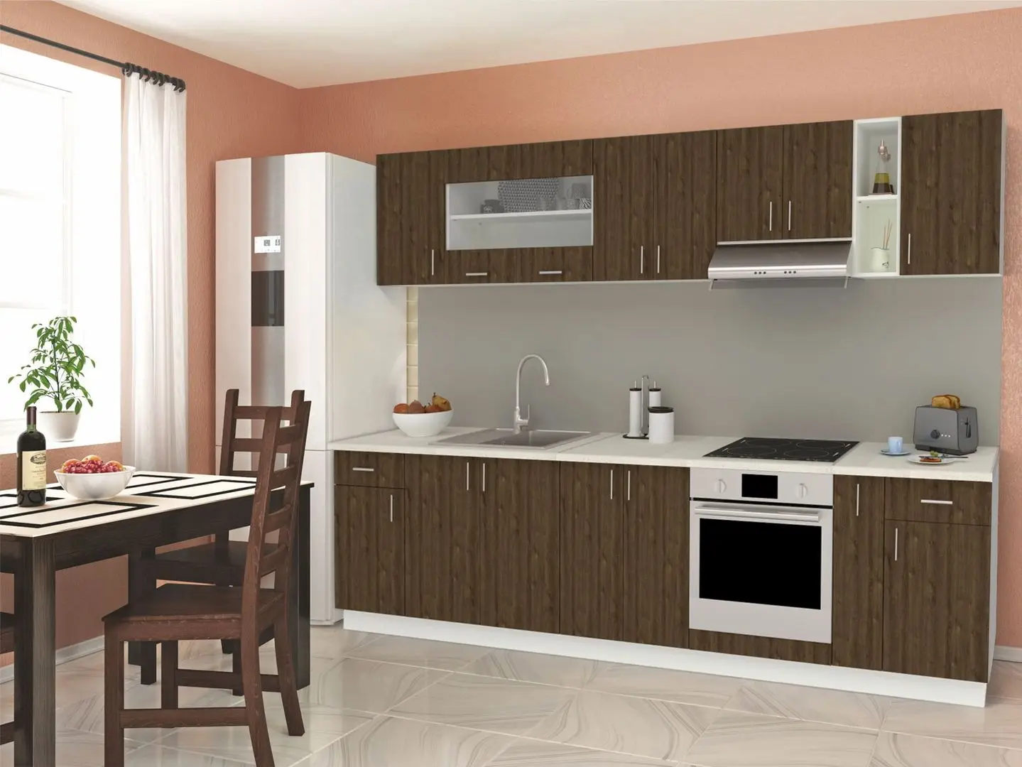 Кухня Haaus Karo V25 3м (Bronze Oak/White)