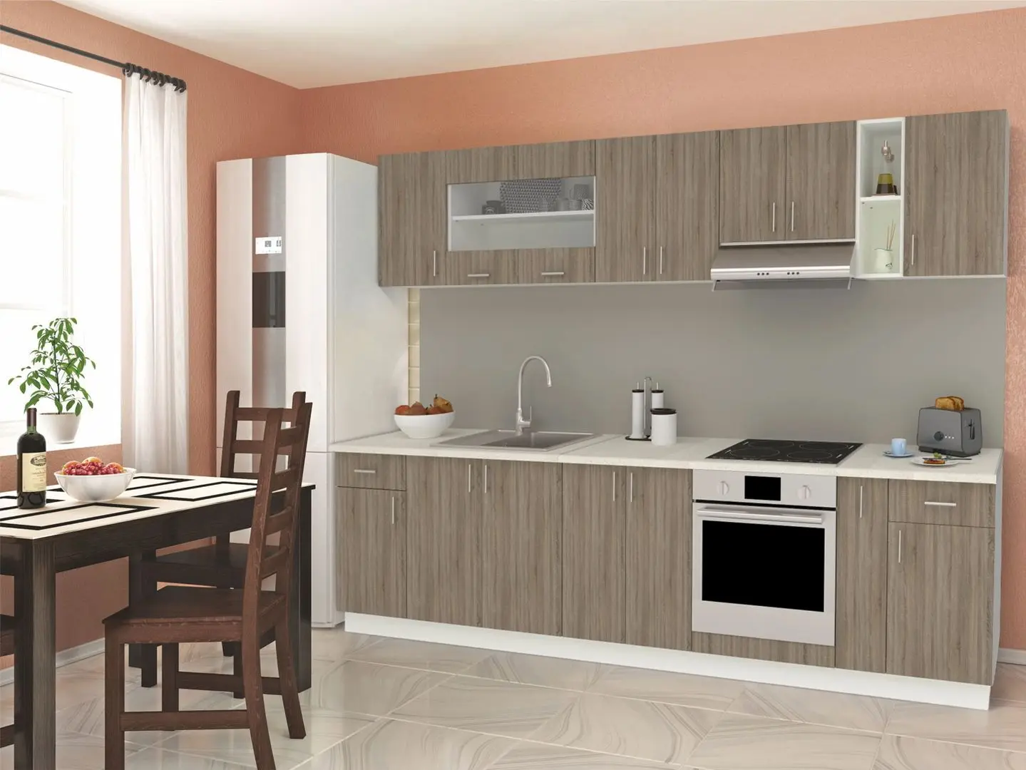 Кухня Haaus Karo V25 3м (Dark Sonoma Oak/White)