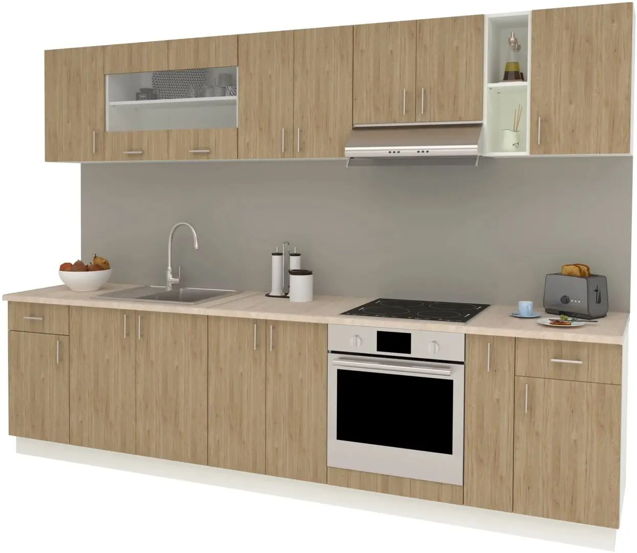 Bucatarie Haaus Karo V25 3m (Natural Wood/White) - 2