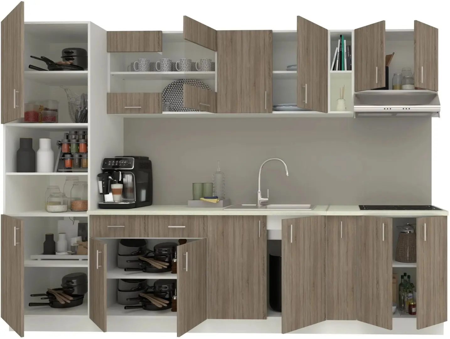 Bucatarie Haaus Karo V26 3m (Dark Sonoma Oak/White)