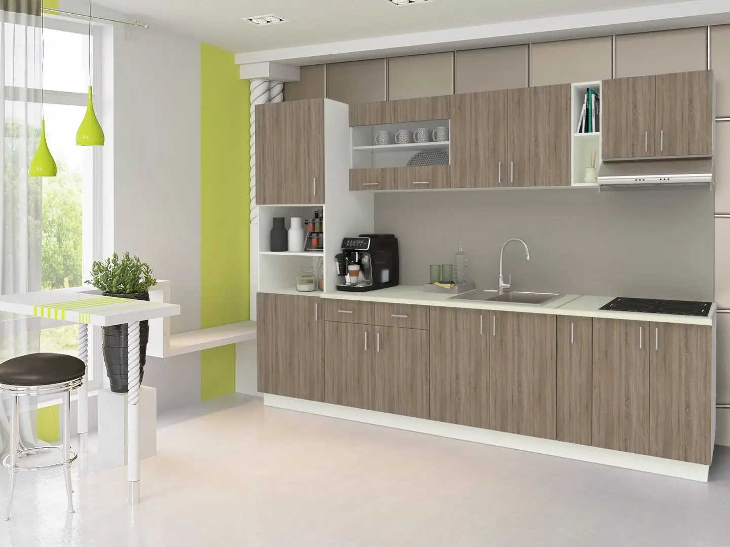 Bucatarie Haaus Karo V26 3m (Dark Sonoma Oak/White)