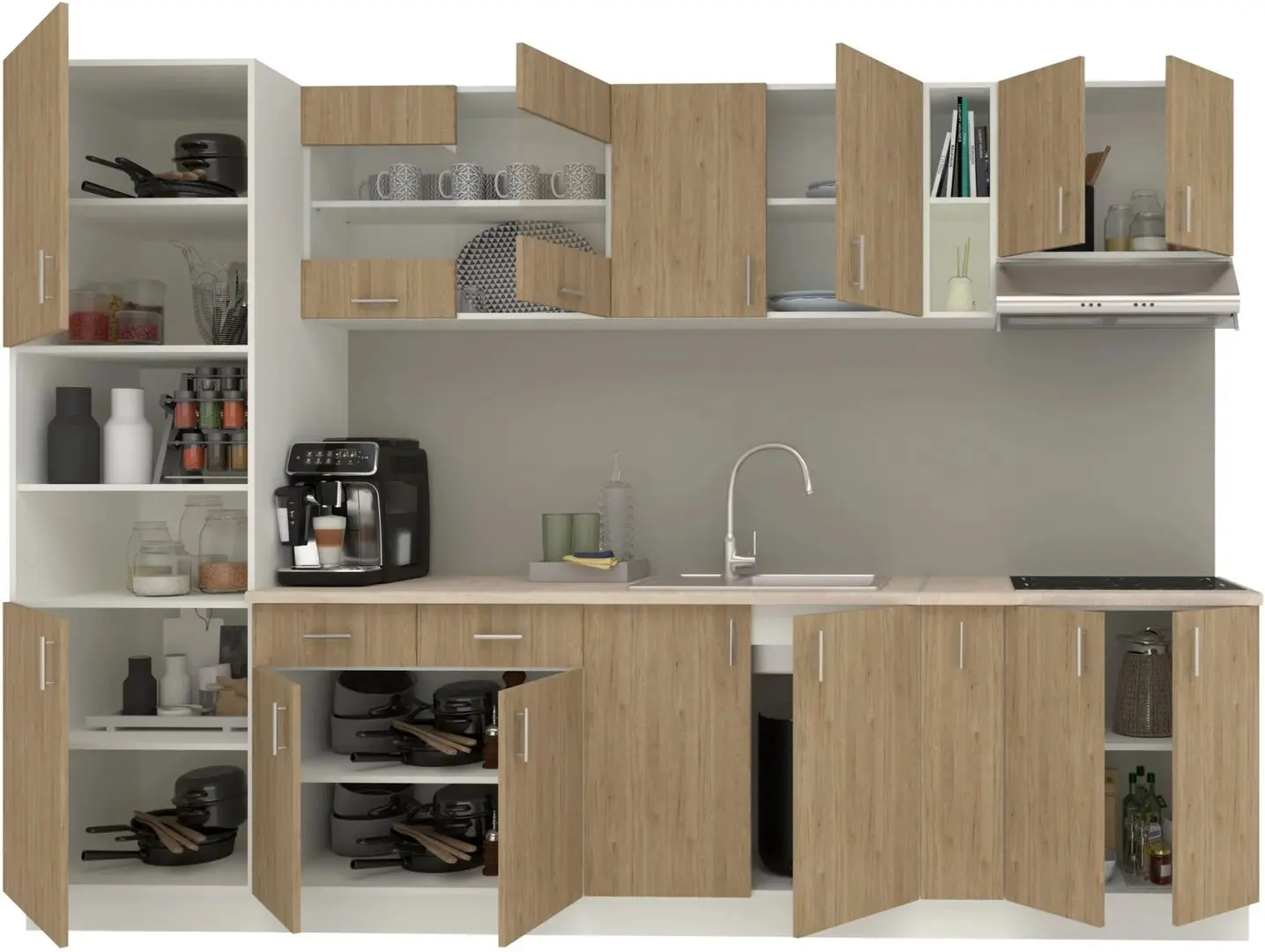 Bucatarie Haaus Karo V26 3m (Natural Wood/White)