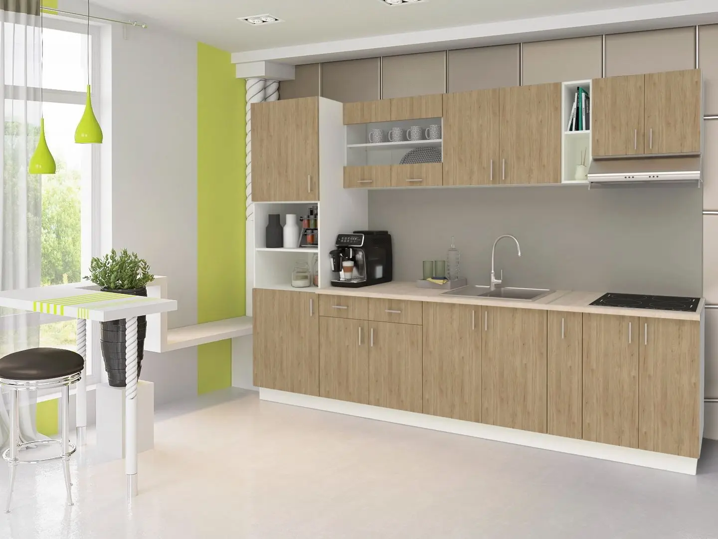 Bucatarie Haaus Karo V26 3m (Natural Wood/White)