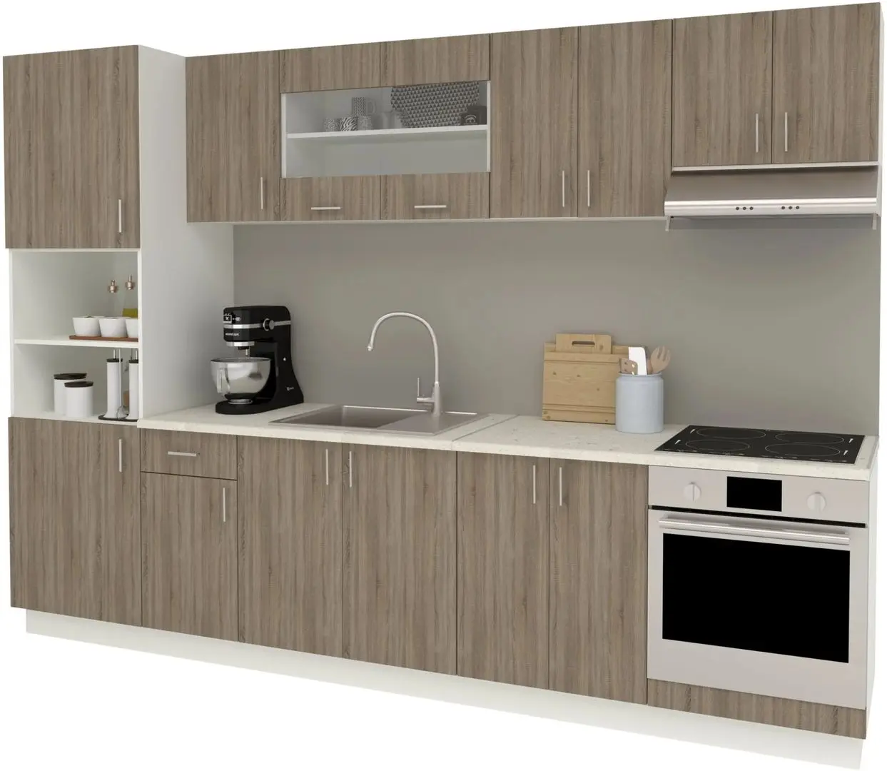 Bucatarie Haaus Karo V27 3m (Dark Sonoma Oak/White)