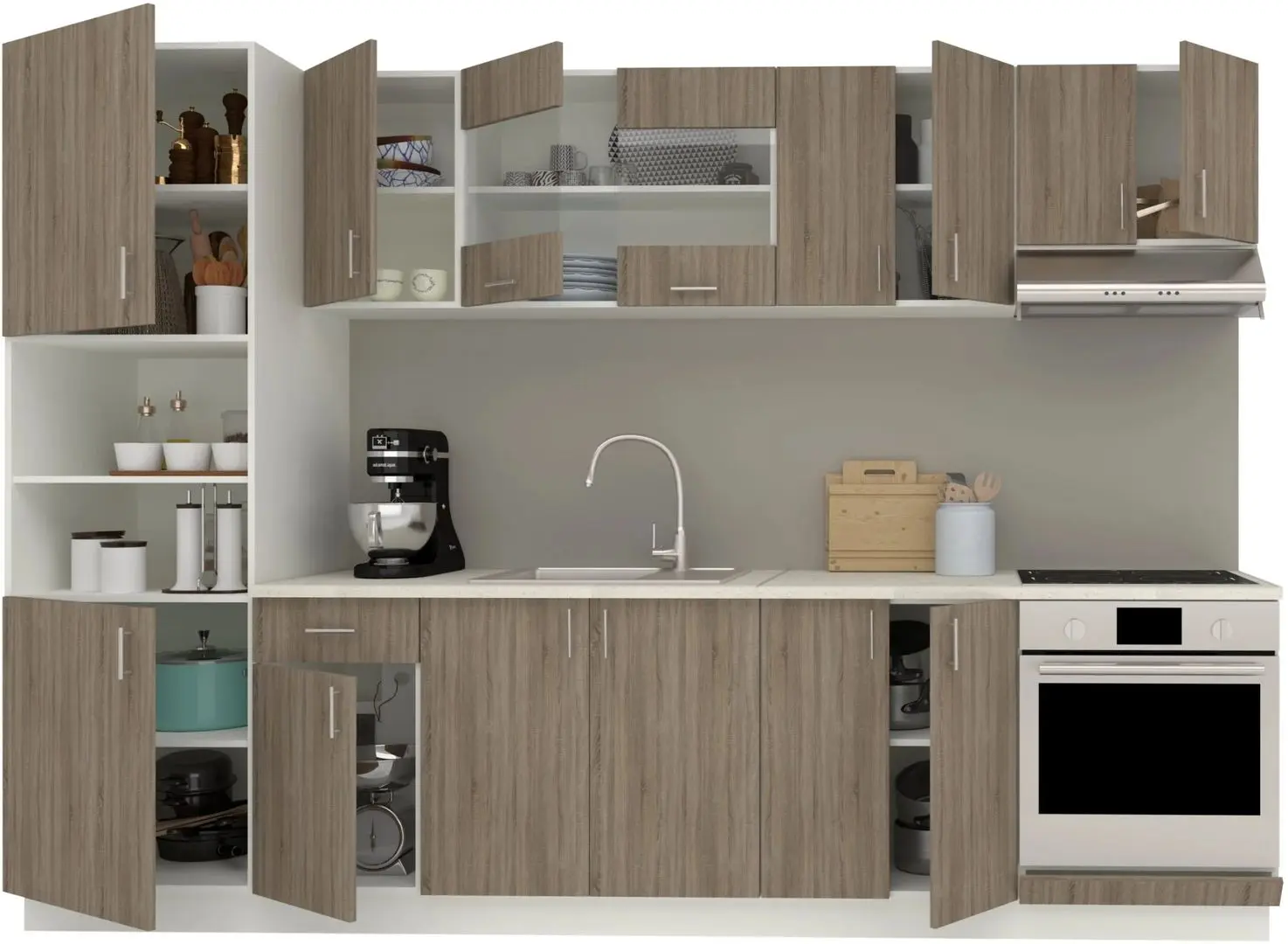 Bucatarie Haaus Karo V27 3m (Dark Sonoma Oak/White)