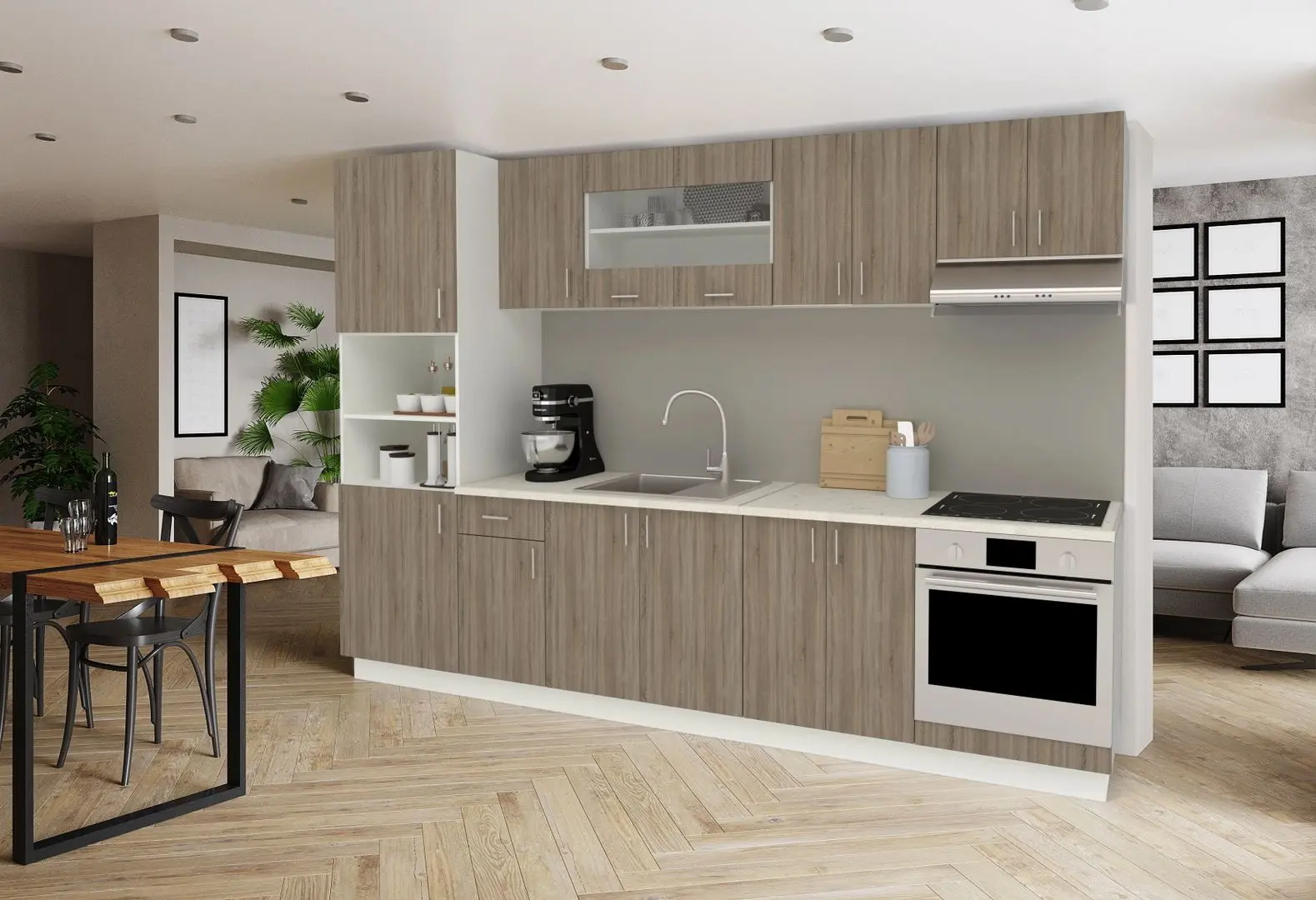 Bucatarie Haaus Karo V27 3m (Dark Sonoma Oak/White)