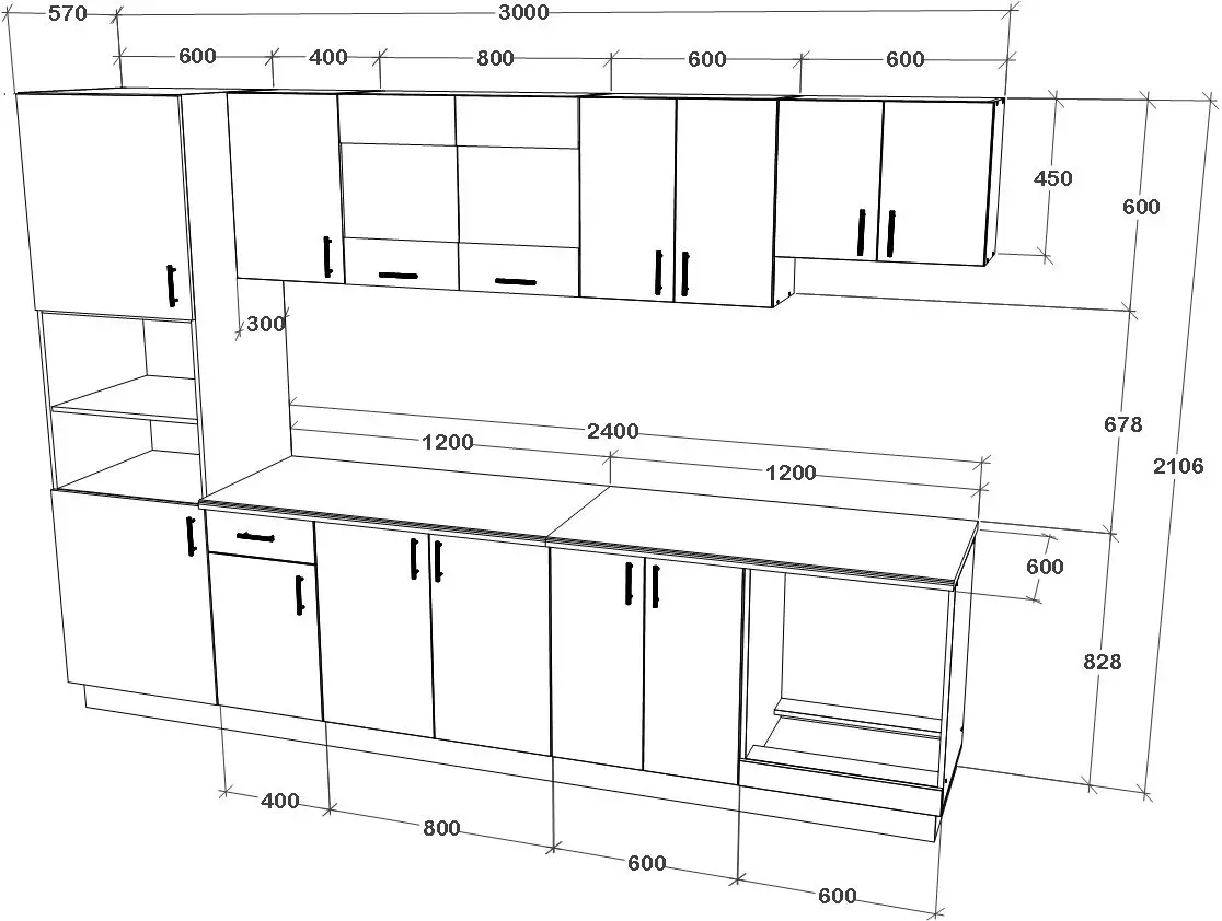 Bucatarie Haaus Karo V27 3m (Natural Wood/White)