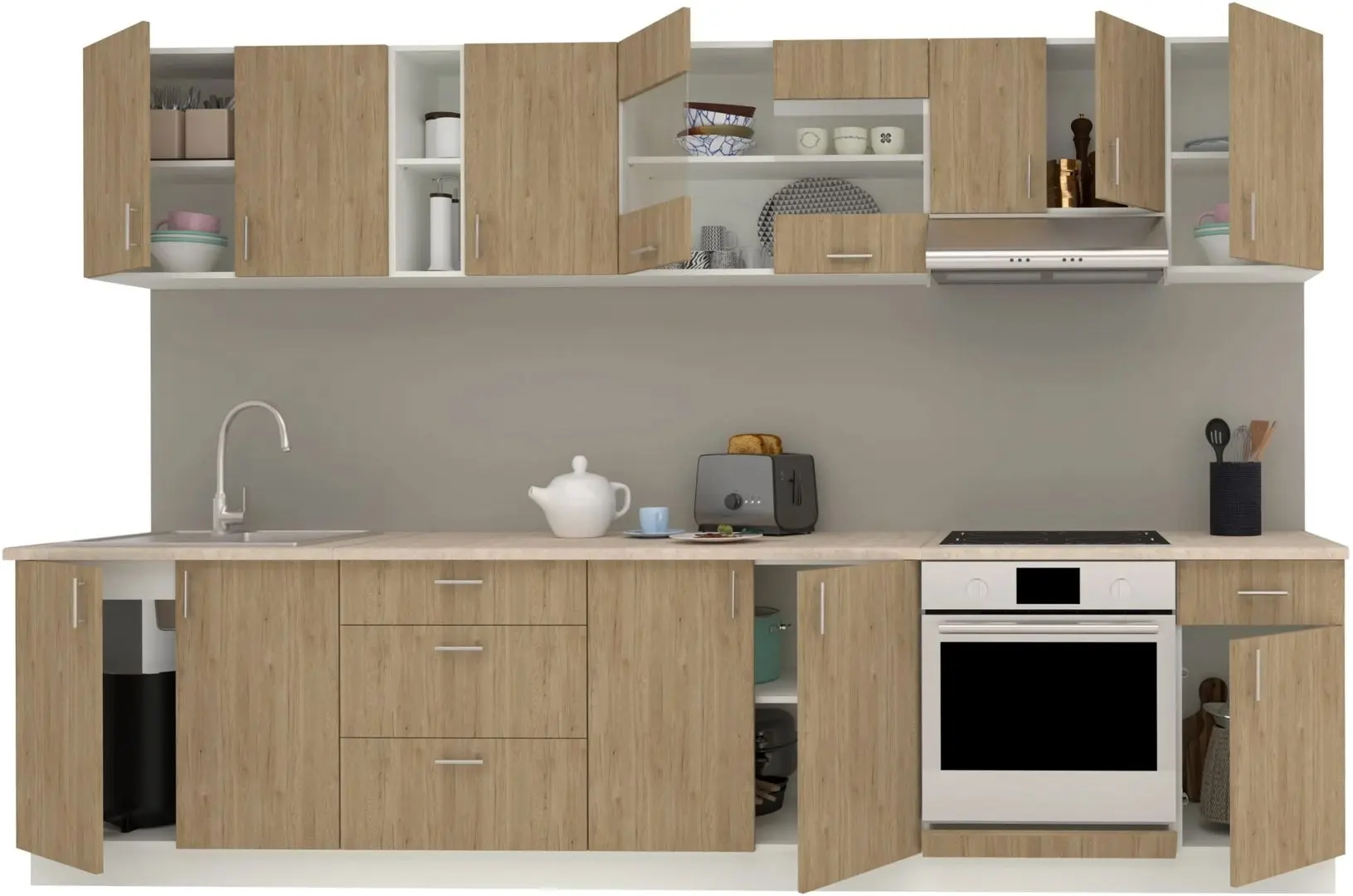 Bucatarie Haaus Karo V28 3.2m (Natural Wood/White)