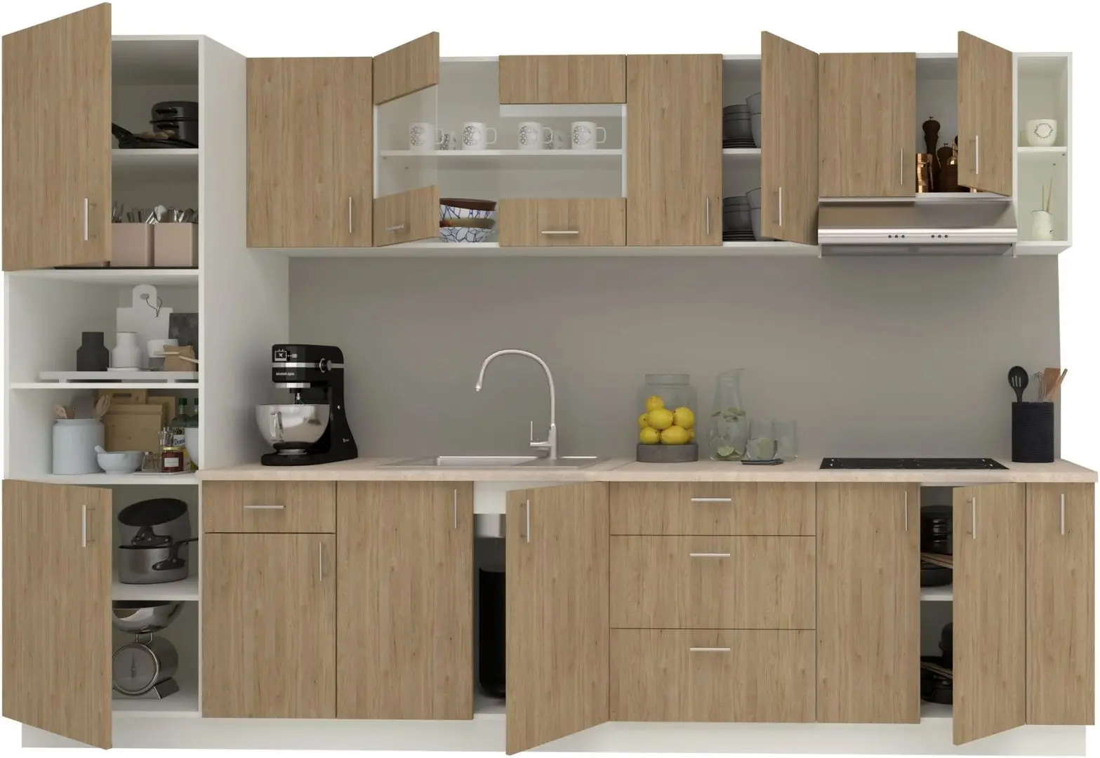 Bucatarie Haaus Karo V29 3.2m (Natural Wood/White) - 3