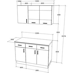 Bucatarie Haaus Karo V3 1.2m (Dark Sonoma Oak/White) Thumb