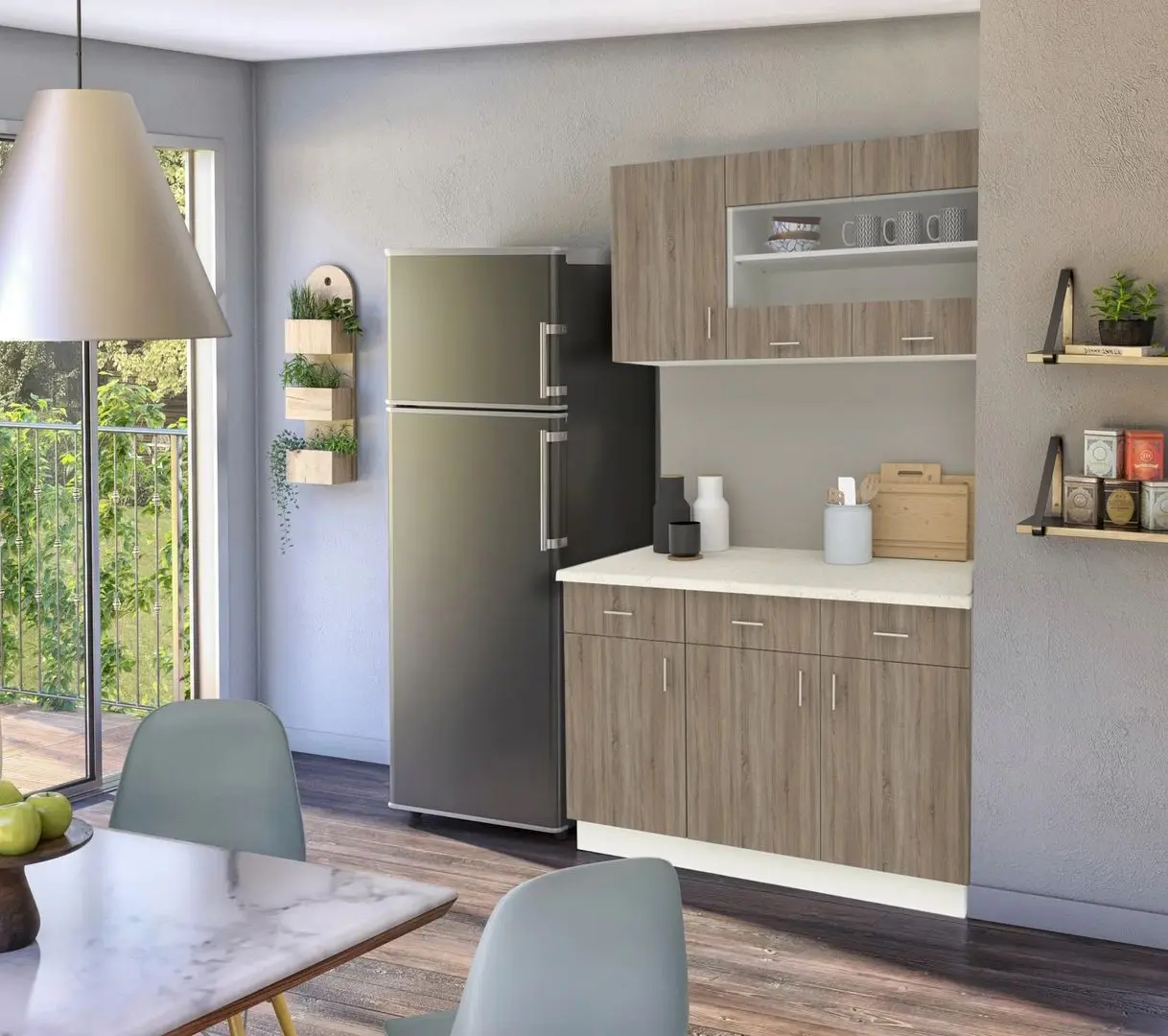 Bucatarie Haaus Karo V3 1.2m (Dark Sonoma Oak/White)