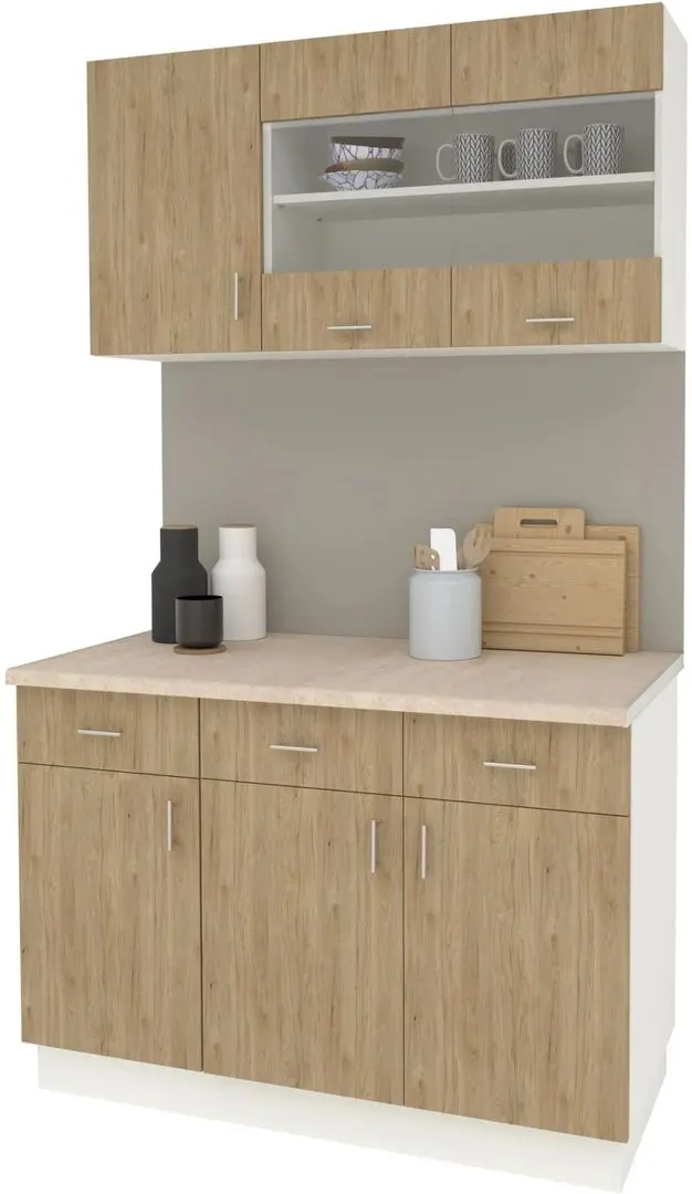 Bucatarie Haaus Karo V3 1.2m (Natural Wood/White)