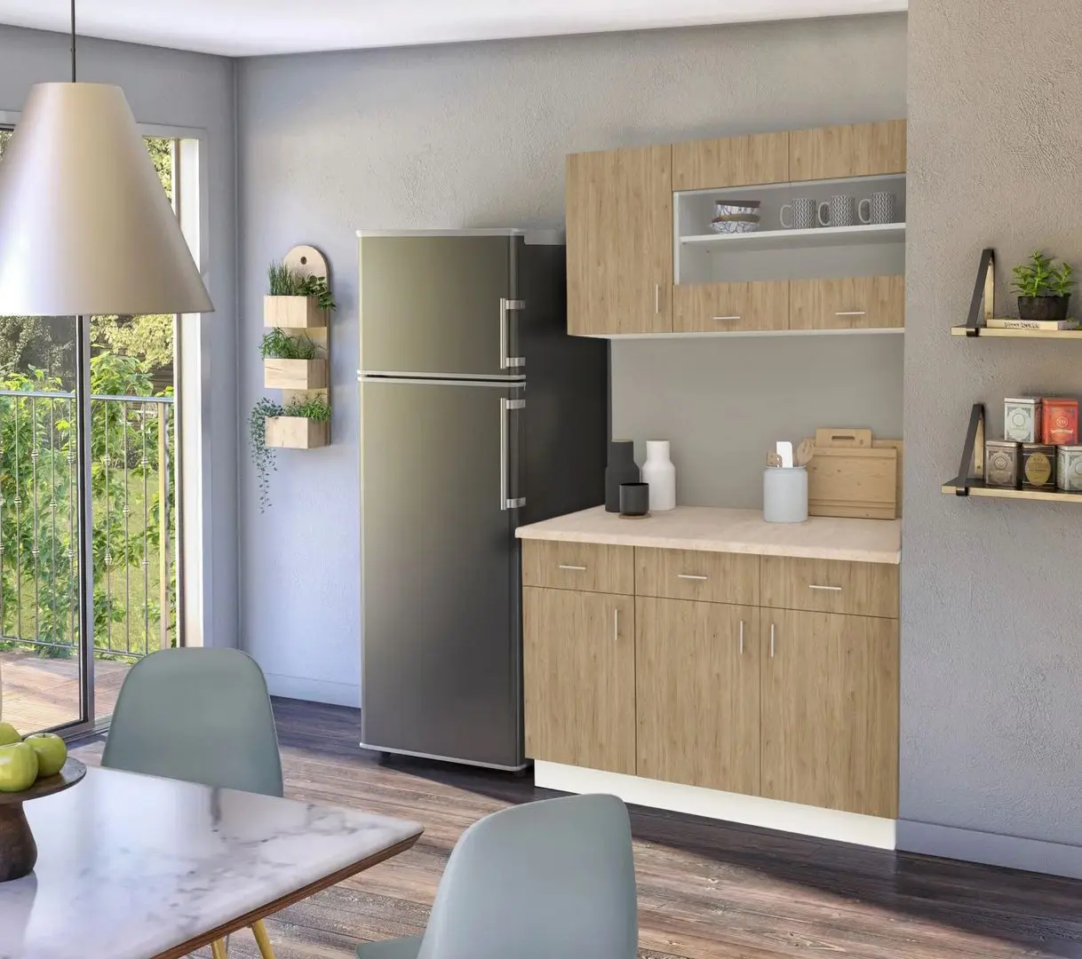 Bucatarie Haaus Karo V3 1.2m (Natural Wood/White)