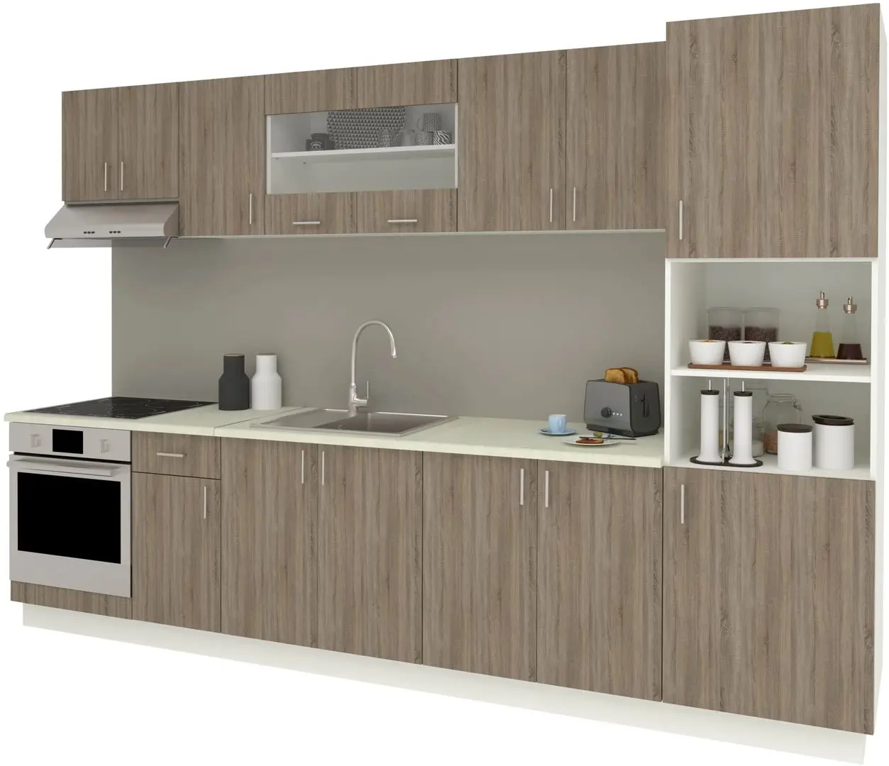 Bucatarie Haaus Karo V30 3.2m (Dark Sonoma Oak/White)