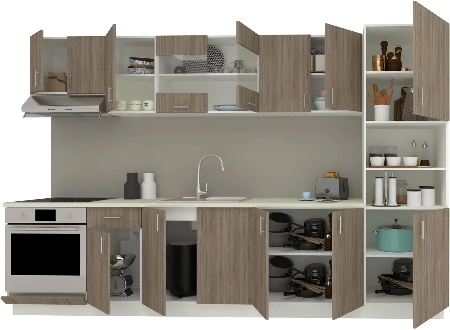 Bucatarie Haaus Karo V30 3.2m (Dark Sonoma Oak/White)