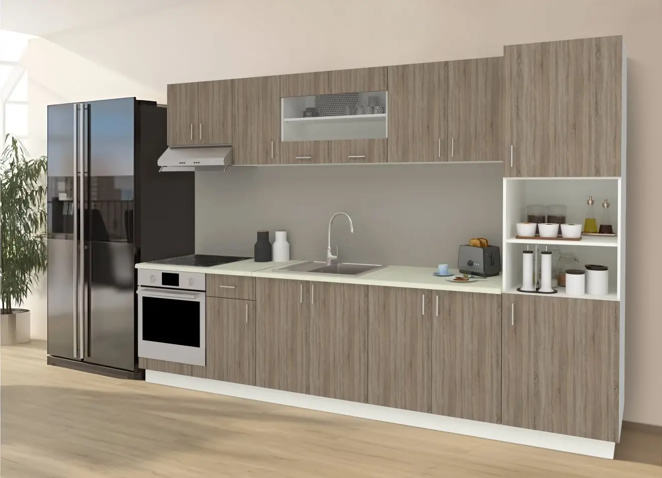 Bucatarie Haaus Karo V30 3.2m (Dark Sonoma Oak/White)