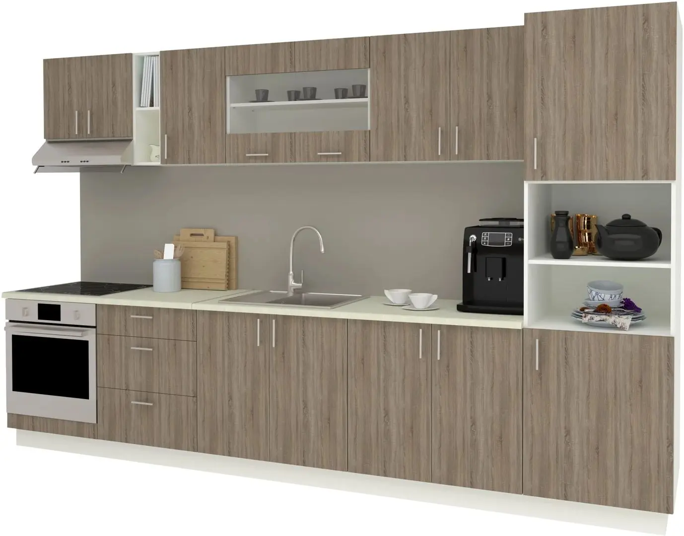 Bucatarie Haaus Karo V31 3.4m (Dark Sonoma Oak/White)