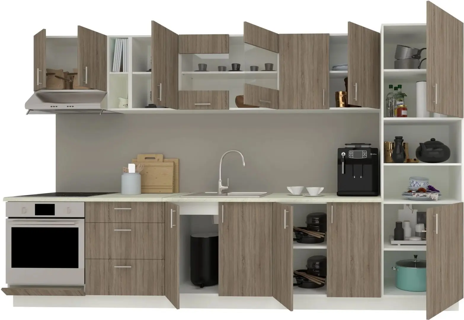 Bucatarie Haaus Karo V31 3.4m (Dark Sonoma Oak/White)