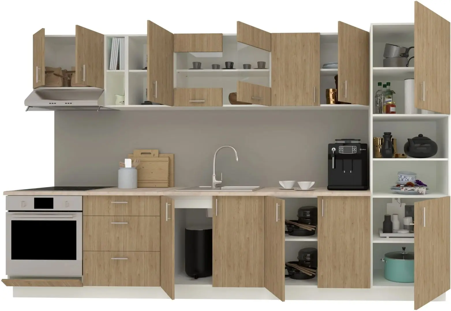 Кухня Haaus Karo V31 3.4м (Natural Wood/White)